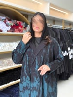 عباية بيلسان حرير كوري مطبع اسود