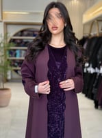 بليزر | عباية ميرلا بقماش كريب باربي عنابي تدخيلات...