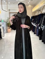 عباية هوازن بقماش مخمل كوري زيتي طباعه ذهبي ( الطب...