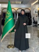 عباية بقماش كريب دنسون - زيتي غامق