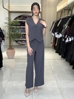 عباية إيليف بقماش كربب باربي تركي رمادي ( طقم ثلاث...