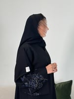 عباية اسيل ا بقماش كريب الاناقة تطريز كحلي ناعم