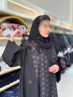 عباية حور بقماش كريب الاناقة بتطريز نجوم بني