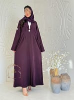 عباية اديم بقماش كريب باربي بنفسجي