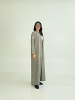 عباية ميرنا بقماش كريب مغربي رمادي فاتح 4