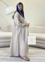 جديد الصيف | لنن بارد بتطريز - بيج غامق