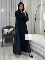 عباية الكلوش صيفي ابو وردة - اسود