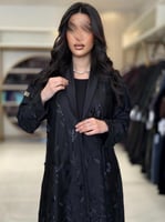 عباية خولا بقماش تفته ناعم مع تل ترتر مورد