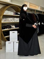 elegant collection - عباية لينا بقماش مخمل وكريب س...