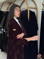 عباية هوازن بقماش مخمل كوري برغندي طباعه ذهبي ( ال...