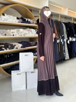 عباية ديلارا كريب الاناقة مع مخمل بني 2