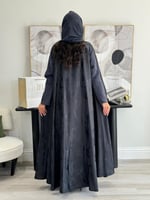 عباية روشان | حرير مغسول دبل كلوش رمادي