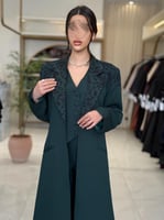 عباية إيليف بقماش كربب باربي تركي اخضر ( طقم ثلاث...