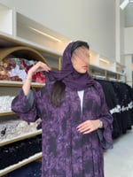 عباية لاما بقماش حرير تركي بنفسجي