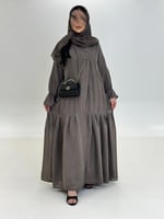 عباية سمر بقماش لنن ناعم مبطن رمادي