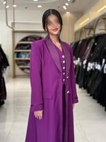 عباية ولوف بقماش كربب باربي تركي بنفسجي ( طقم ثلاث...