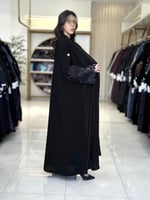 عباية طيف بقماش كريب ملكي دانتل بالكم