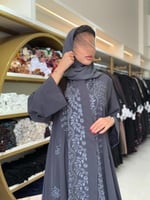 عباية جوانا بقماش كريب اوكراني مطرز رمادي