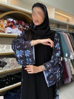 عباية سالي بقماش كريب ملكي تدخيلات شيفون مكسر 1