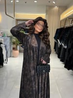 عباية عنان بقماش مخمل كوري برسم بني