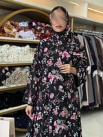 عباية فدوى بقماش شيفون مبطن برسم ورد 2