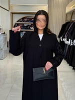 بليزر | عباية سمو بقماش كريب رموش مزين بشك اسود