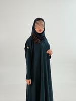 عباية ملاذ بقماش كريب رموش دبل كلوش تركوازي (طرحه...