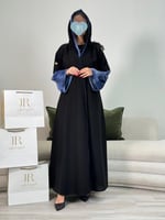 عباية وفاء ا بقماش كريب الاناقة ازرق