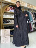 عباية فرات بقماش اورجنزا فلوك مخرم اسود