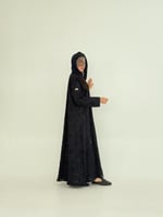 عباية حنين بقماش اورجنزا فلوك مخرم كحلي