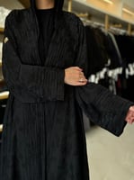 عباية روعه بقماش حرير مغسول مشجر تركي اسود