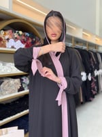 عباية اشواق بقماش كريب اوكراني ربطه بالكم وردي