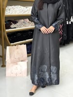 عباية ايلول بقماش جاكار كحلي