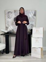 عباية لامينا ا كريب إحساس مزين بكسرات وربطه موف