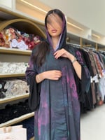 عباية رفاء بقماش حرير طبيعي بكم فرنسي برسم