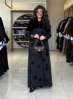 بليزر | عباية اشراق بقماش مخمل كوري تدخيلات كريب ا...