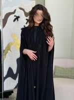 عباية همس قطرية بقماش كريب الابداع بشك اسود