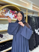 عباية لوانا بقماش راما بكسرات كحلي