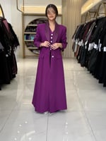 عباية ولوف بقماش كربب باربي تركي بنفسجي ( طقم ثلاث...