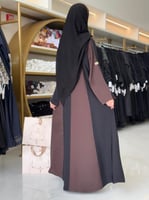 عباية روبين بقماش كريب الابداع اسود وبني