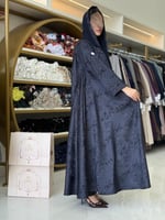 عباية فاديه بقماش كريب اورجنزا كحلي