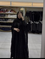 عباية الترف بقماش شيفون مخمل مبطن برسم هندسي