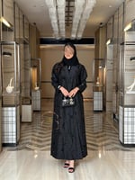 عباية ثريا بقماش تفته مخرم مع شك