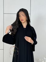 عباية غصونه بقماش ملكي تطريز بالكم كحلي