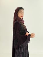 عباية هدى بقماش مخمل كوري تدخيلات شيفون بنفسجي