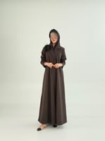 عباية يسرى بقماش جوخ شتوي بني 2