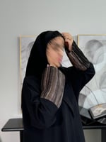 عباية زاد ا حرير مغسول كسرات لنن بني