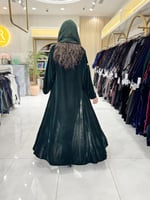 عباية سكينه l نص كلوش مخمل كوري - زيتي