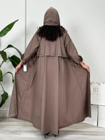 عباية اميمه ا بقماش كتان واقف لحمي
