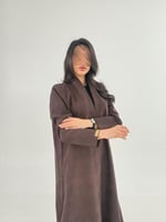 بليزر | عباية ديلان بقماش حرير تركي مشجر بني